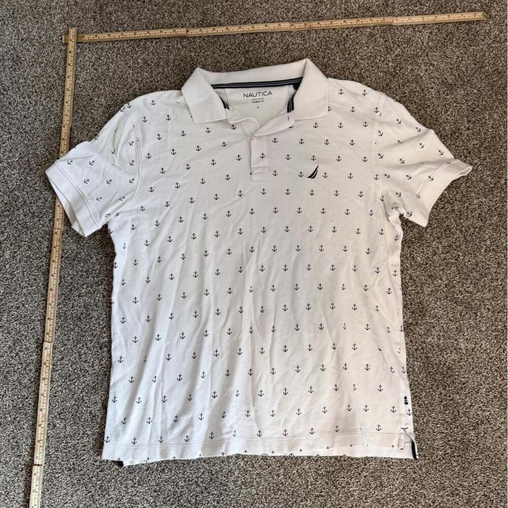 Nautica Anchor Print Classic Fit Deck Polo Shirt